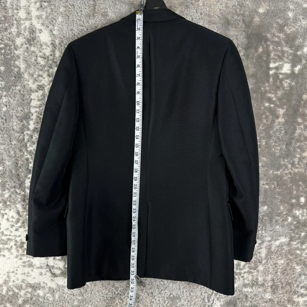 Zaccariellos Size‎ 40R Minimalist Career Blazer Jacket Black Button Notched